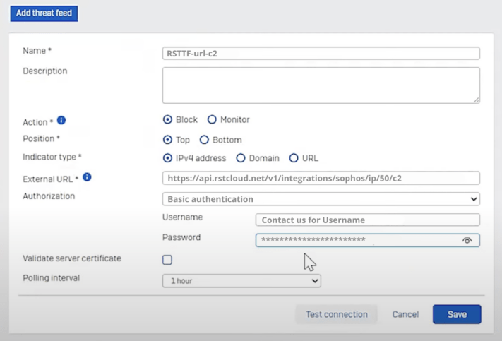 Integrating RST Threat Feed with Sophos Firewall